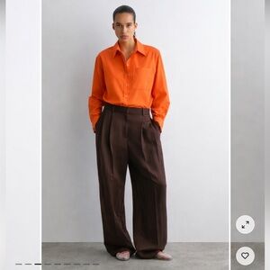 COS cotton  button down shirt orange oversized long
